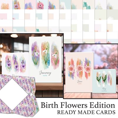 Birth Flowers Edition Ready Made Cards Digital Kit