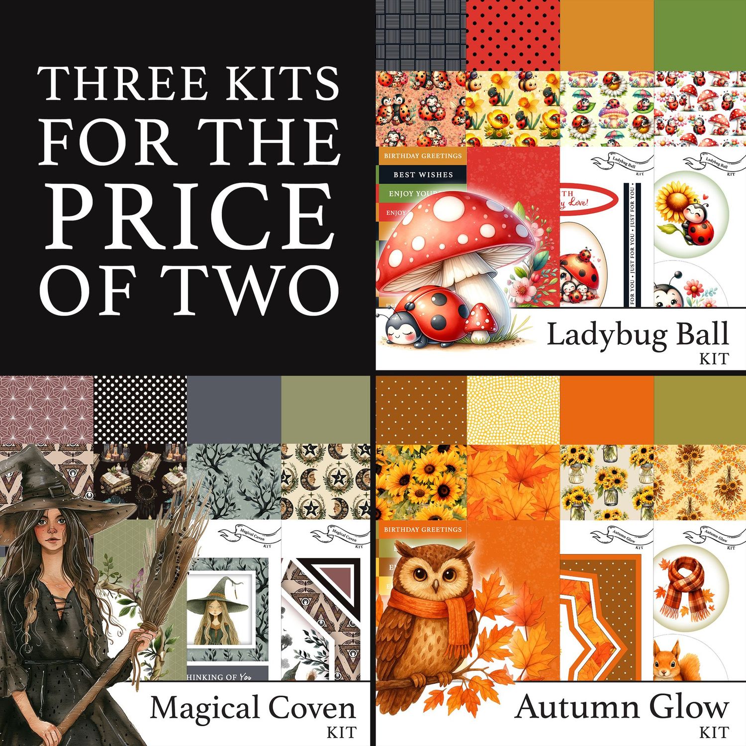 3 for 2 - Ladybug Ball Digital Kit, Autumn Glow Digital Kit & Magical Coven Digital Kit