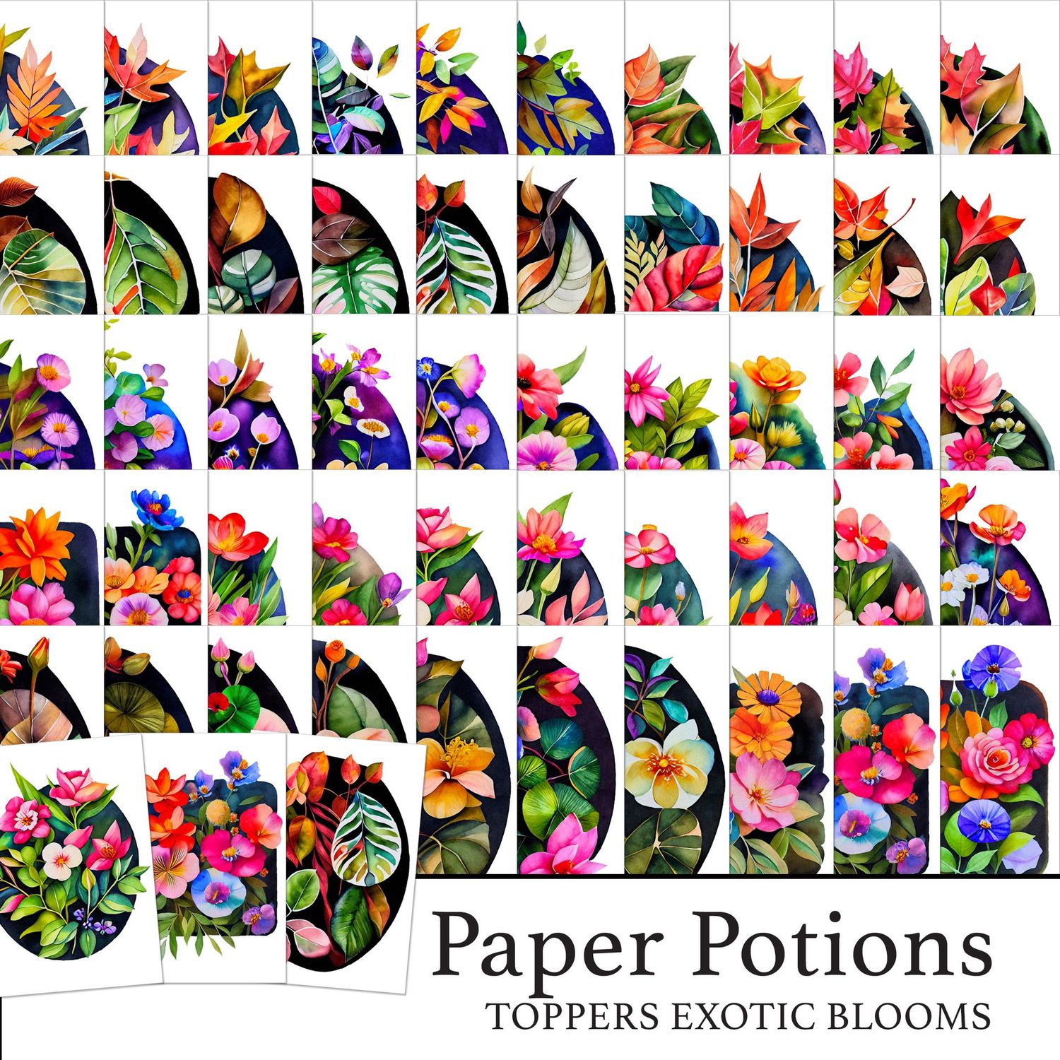 Paper Potions  - Exotic Blooms Toppers Digital Kit Paper Potions  - Exotic Blooms Toppers Digital Kit