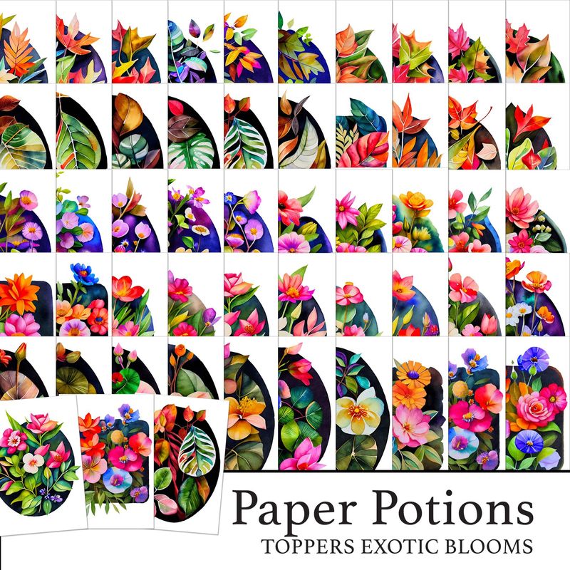 Paper Potions  - Exotic Blooms Toppers Digital Kit