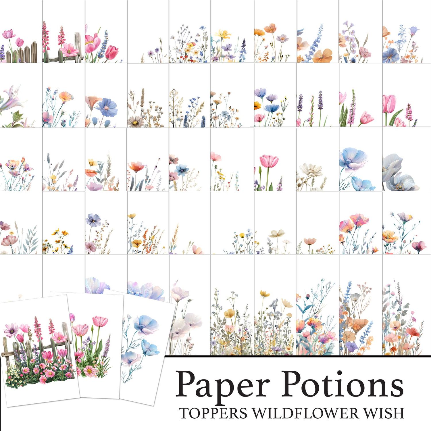 Paper Potions  - Wildflower Wish Toppers Digital Kit Paper Potions  - Wildflower Wish Toppers Digital Kit