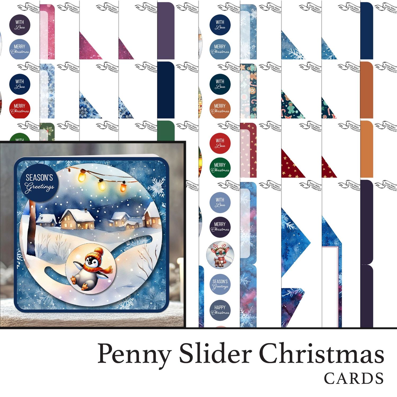 Penny Slider Christmas Cards Kinetic Digital Project with Bonus SVGs