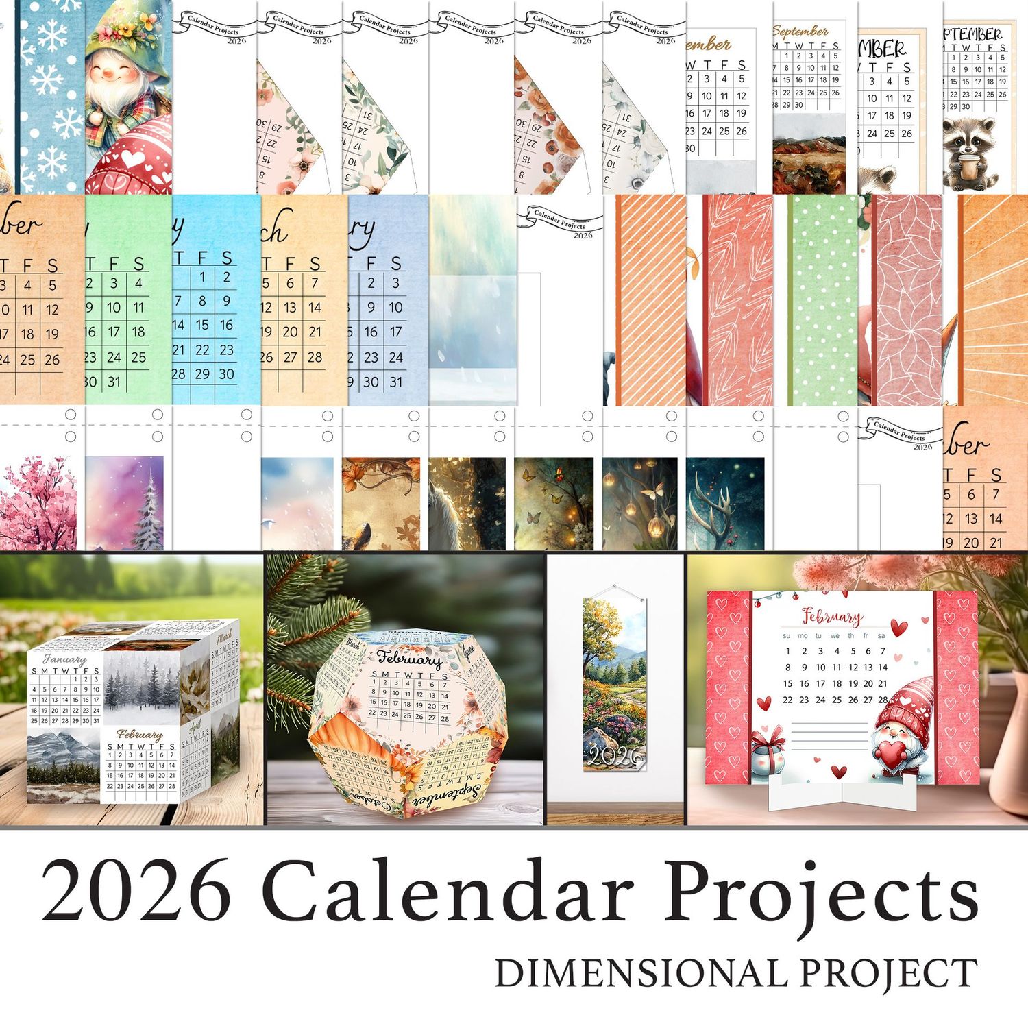 2026 Calendar Dimensional Projects Digital Kit