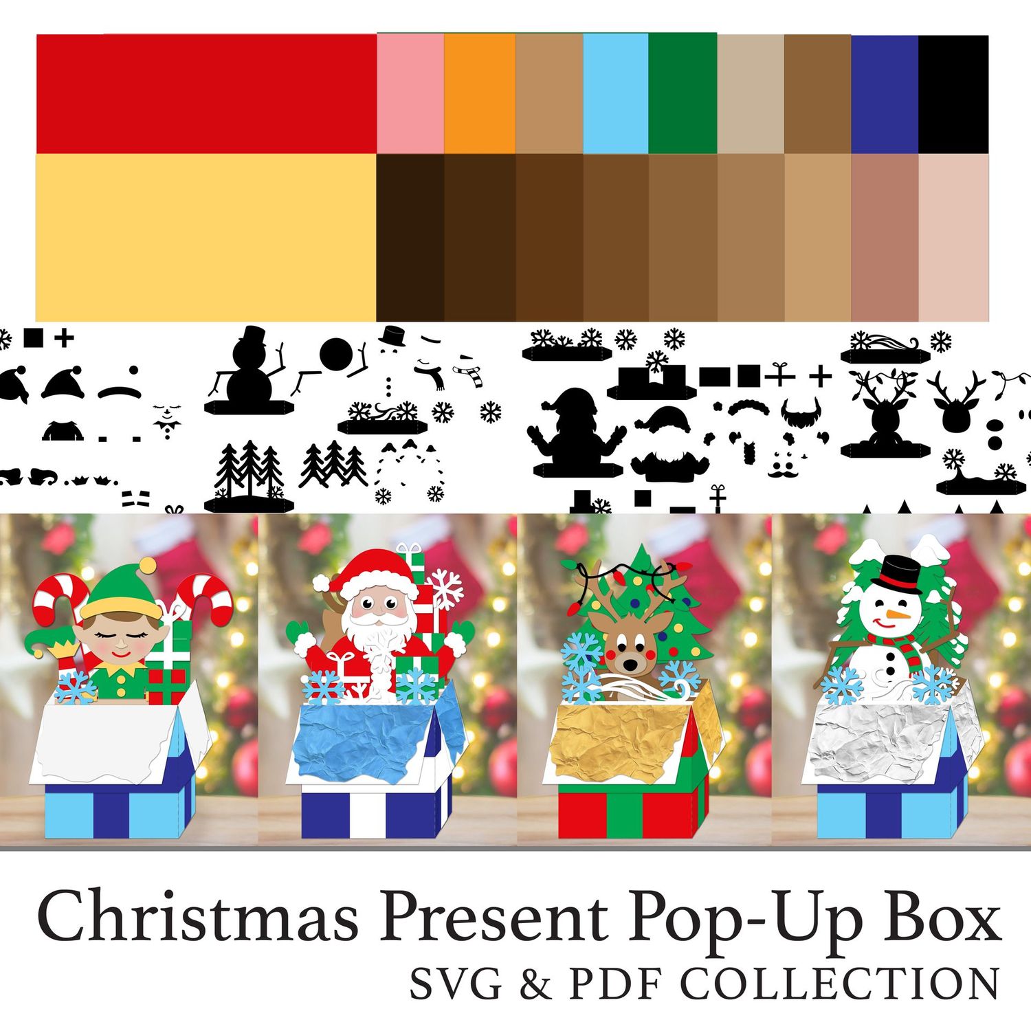 Christmas Presents Pop-Up Boxes PDFs & SVGs Project Digital Kit