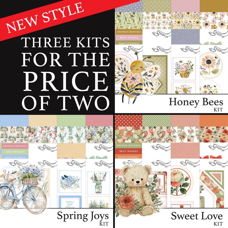 NEW STYLE 3 for 2 - Honey Bees Digital Kit, Spring Joys Digital Kit & Sweet Love Digital Kit