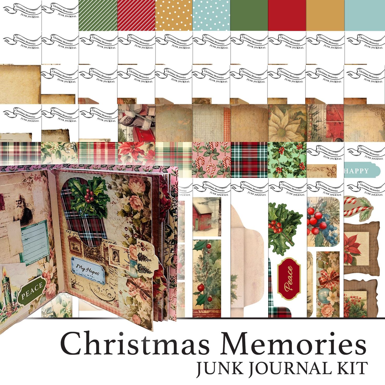 Christmas Memories Junk Journal Digital Kit Christmas Memories Junk Journal Digital Kit