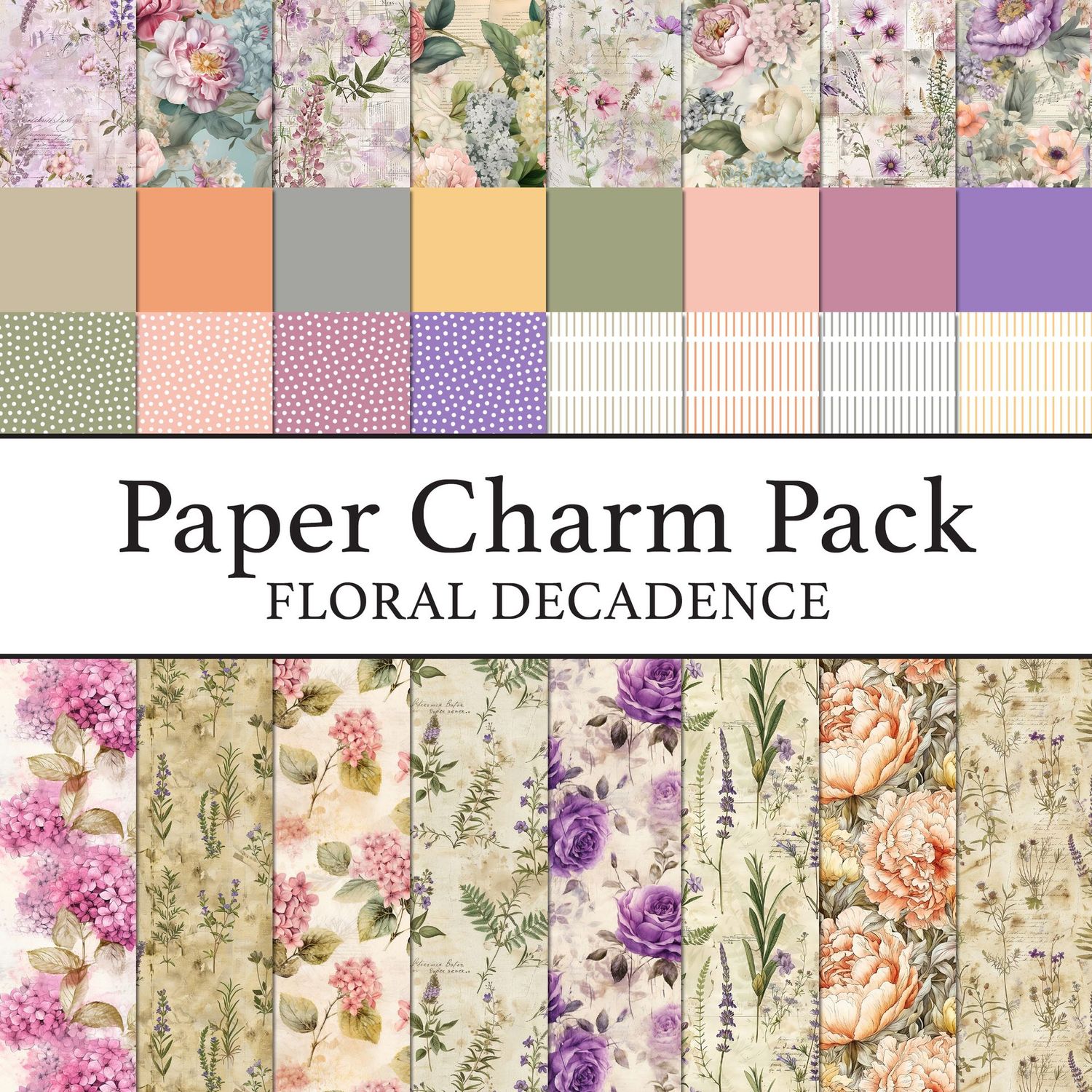 Paper Charm Pack Floral Decadence Digital Kit Paper Charm Pack Floral Decadence Digital Kit