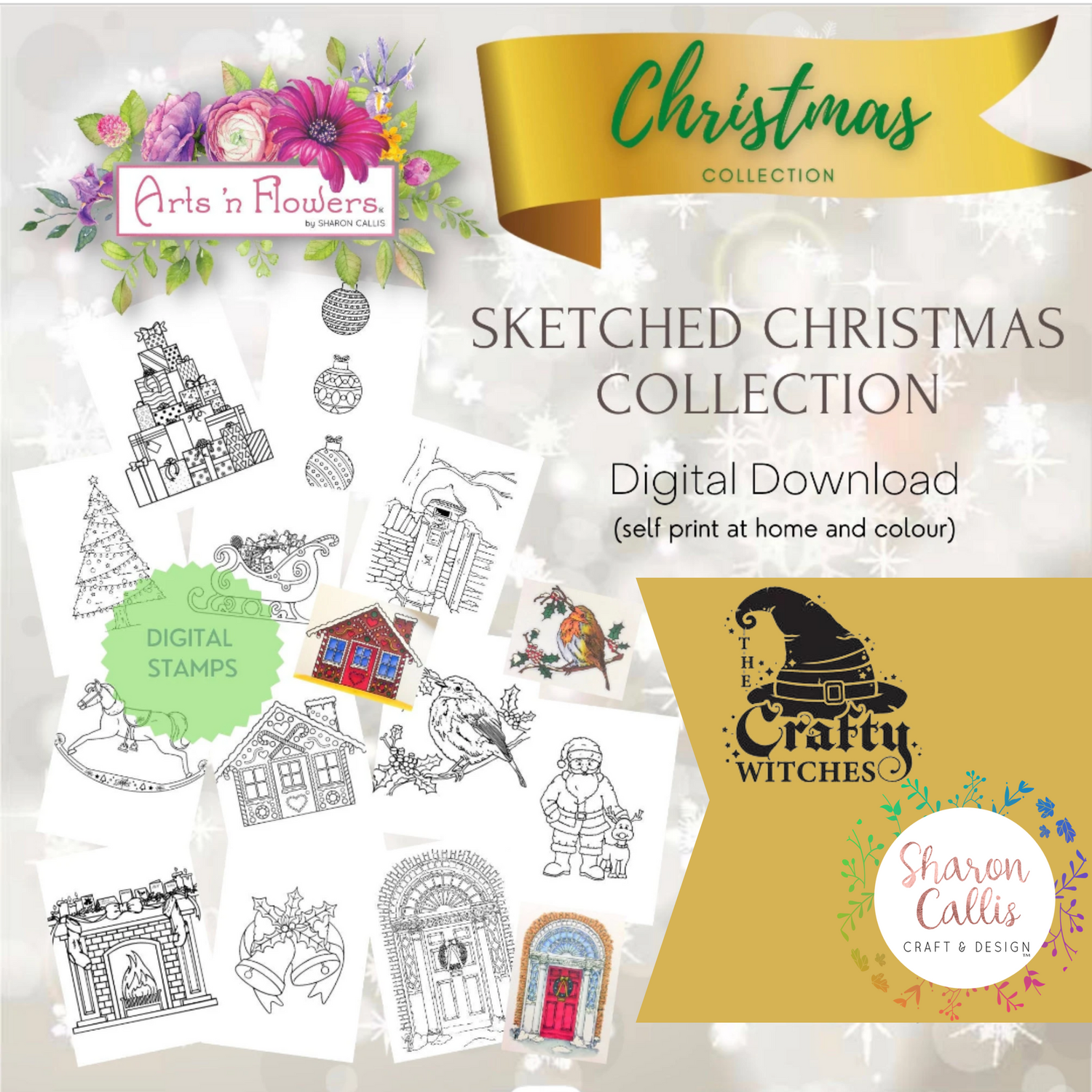 Sharon Callis 'Sketched Christmas' Digital Stamp Files Sharon Callis 'Sketched Christmas' Digital Stamp Files