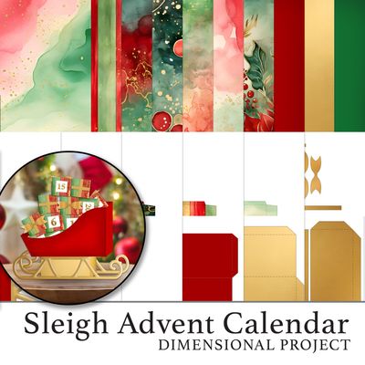 Sleigh Advent Calendar Dimensional Project Digital Kit Sleigh Advent Calendar Dimensional Project Digital Kit