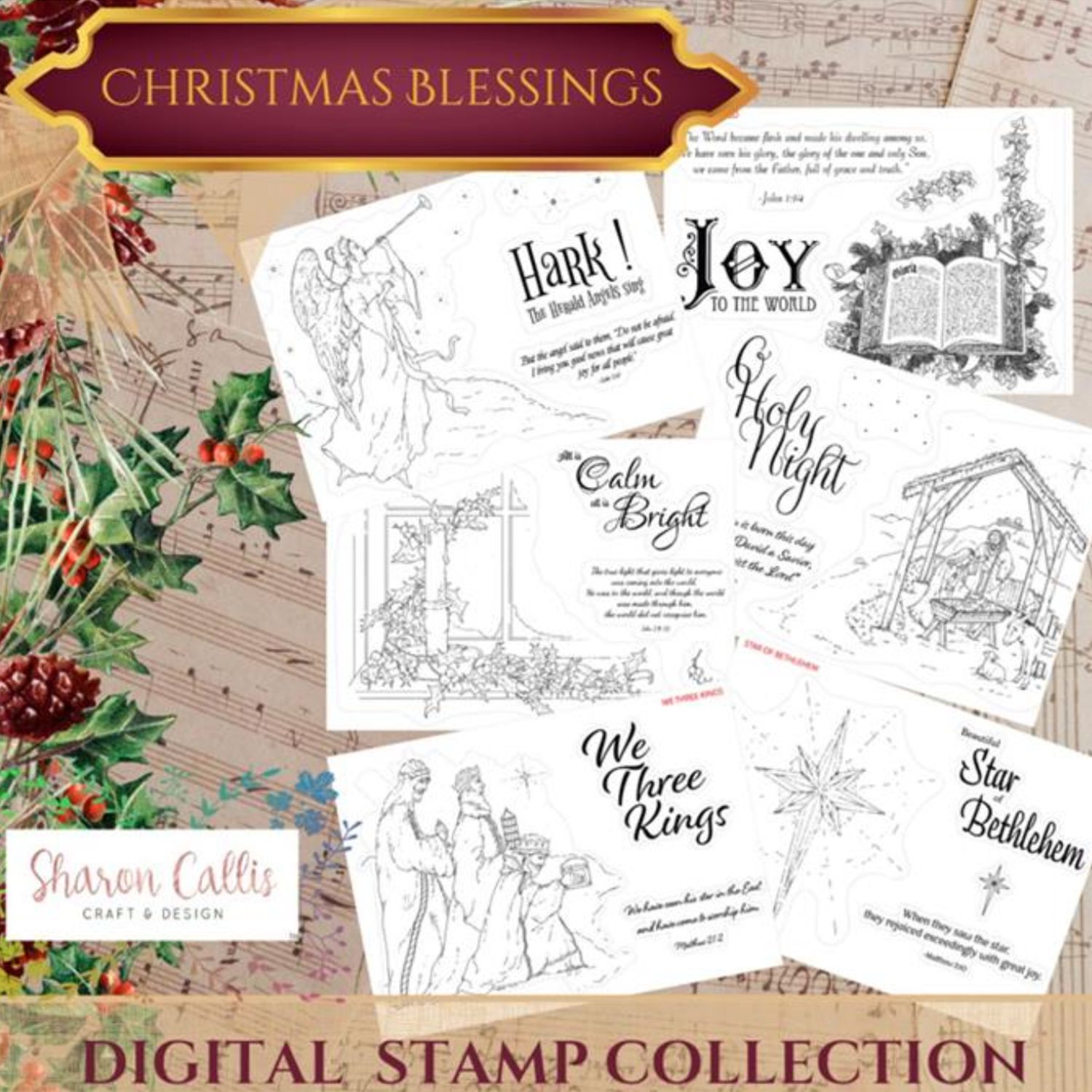 Sharon Callis 'Christmas Blessings' Digital Stamp Files Sharon Callis 'Christmas Blessings' Digital Stamp Files