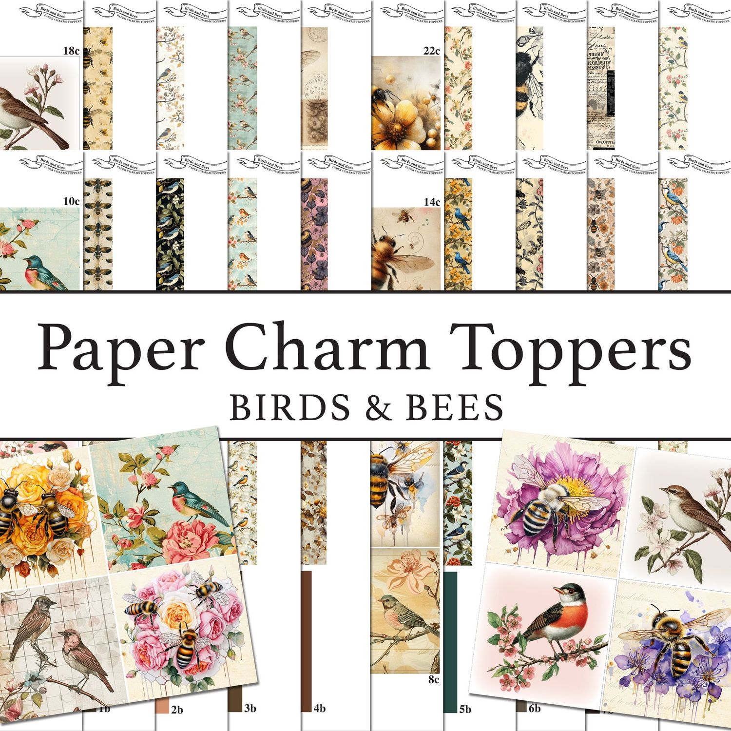 Paper Charm Toppers Birds & Bees Digital Kit Paper Charm Toppers Birds & Bees Digital Kit
