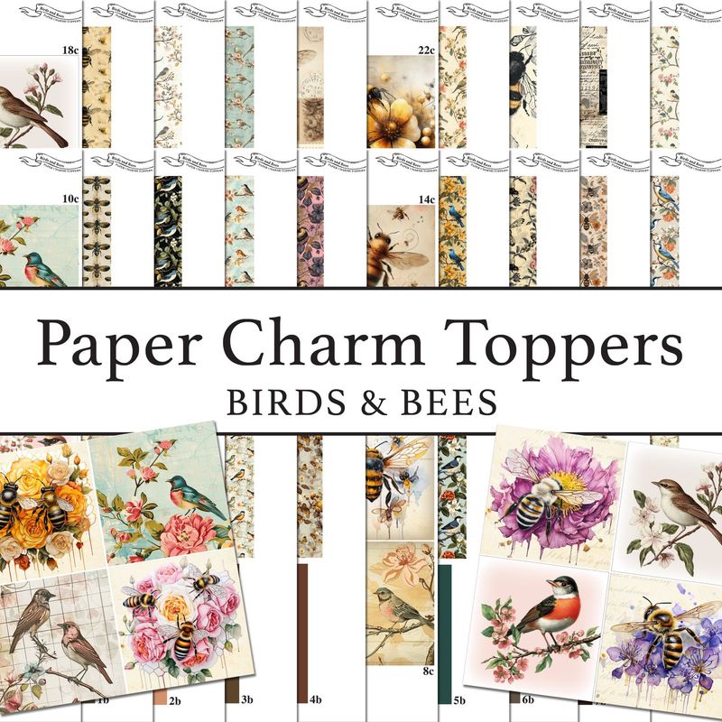 Paper Charm Toppers Birds & Bees Digital Kit