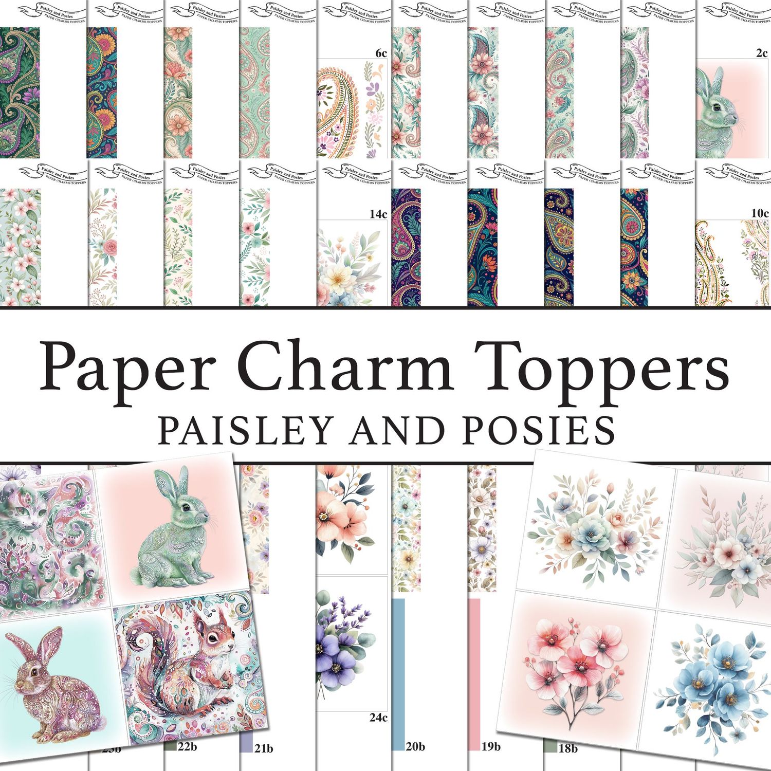 Paper Charms Toppers Paisley and Posies Digital Kit