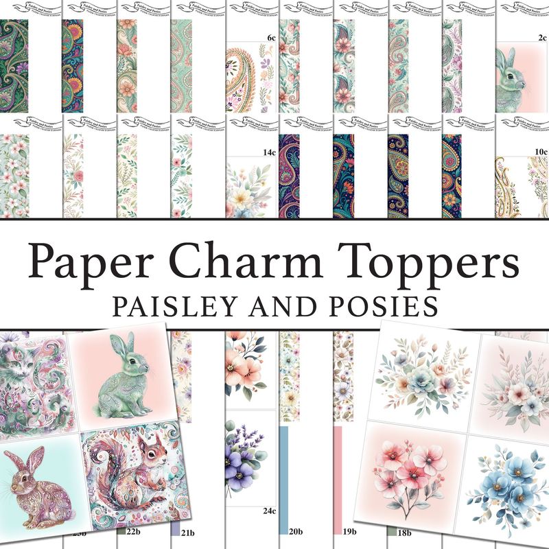 Paper Charms Toppers Paisley and Posies Digital Kit Paper Charms Toppers Paisley and Posies Digital Kit