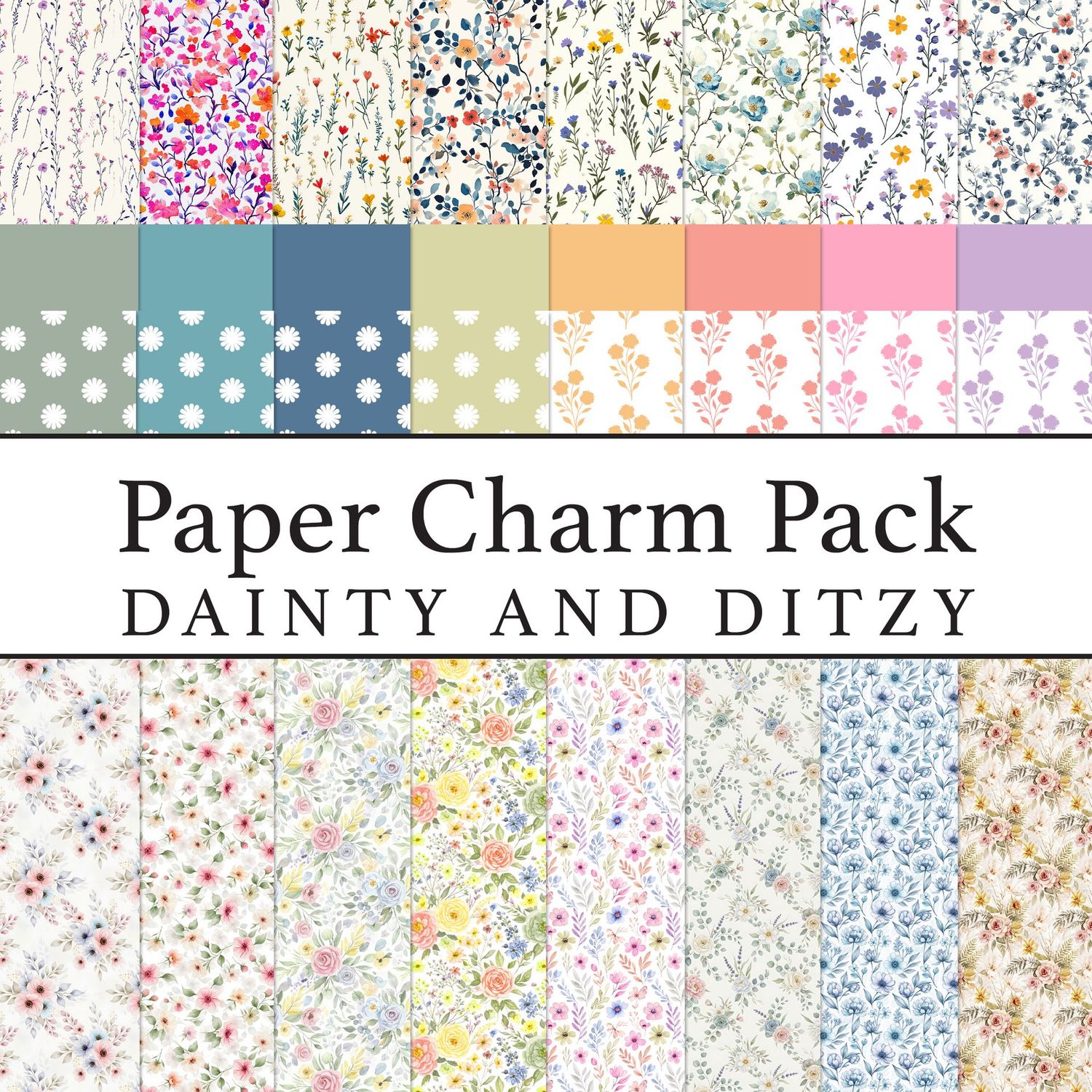 Paper Charms Pack Dainty and Ditzy Digital Kit Paper Charms Pack Dainty and Ditzy Digital Kit