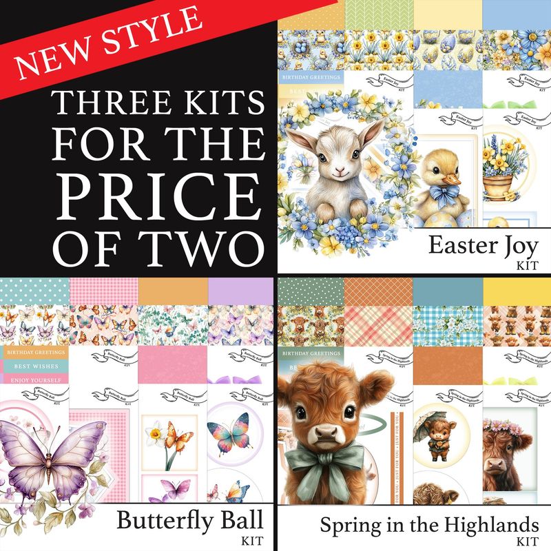 NEW STYLE 3 for 2 - Butterfly Ball Digital Kit, Easter Joy Digital Kit & Spring in the Highlands Digital Kit