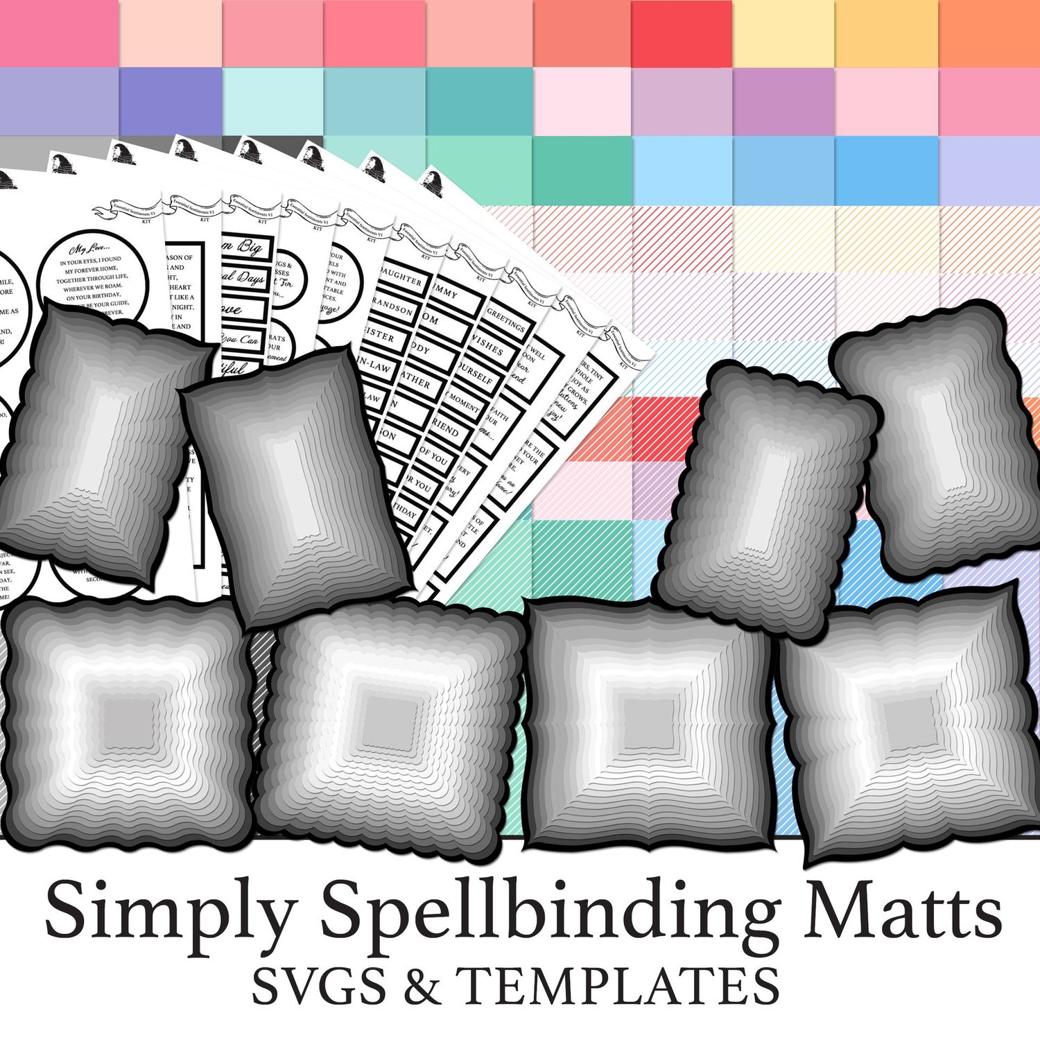 Simply Spellbinding Matts SVGs & PDF Templates - With 150 Backgrounds & Sentiments