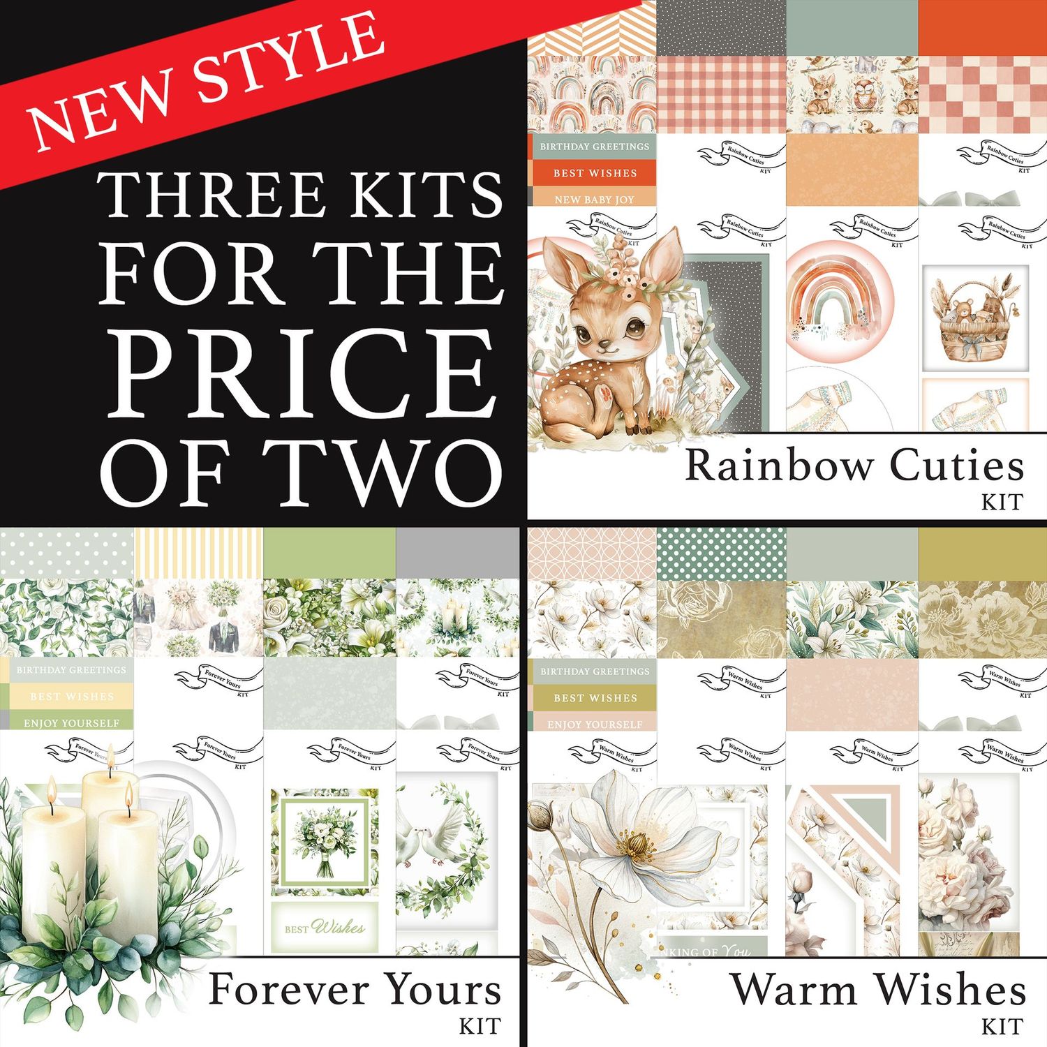 NEW STYLE 3 for 2 - Forever Yours Digital Kit, Rainbow Cuties Digital Kit & Warm Wishes Digital Kit NEW STYLE 3 for 2 - Forever Yours Digital Kit, Rainbow Cuties Digital Kit & Warm Wishes Digital Kit