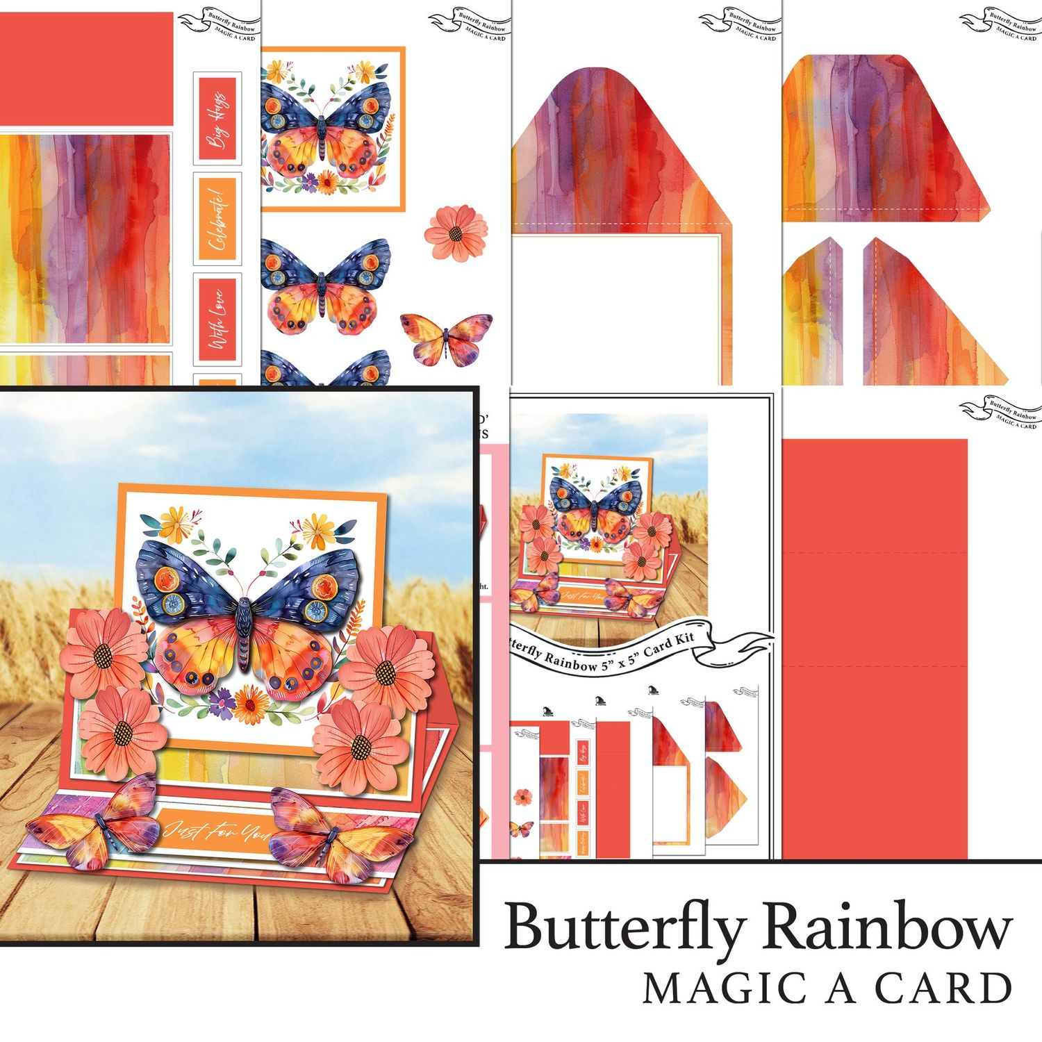 Butterfly Rainbow 'Magic A Card' Individual Digital Card Kit Butterfly Rainbow 'Magic A Card' Individual Digital Card Kit