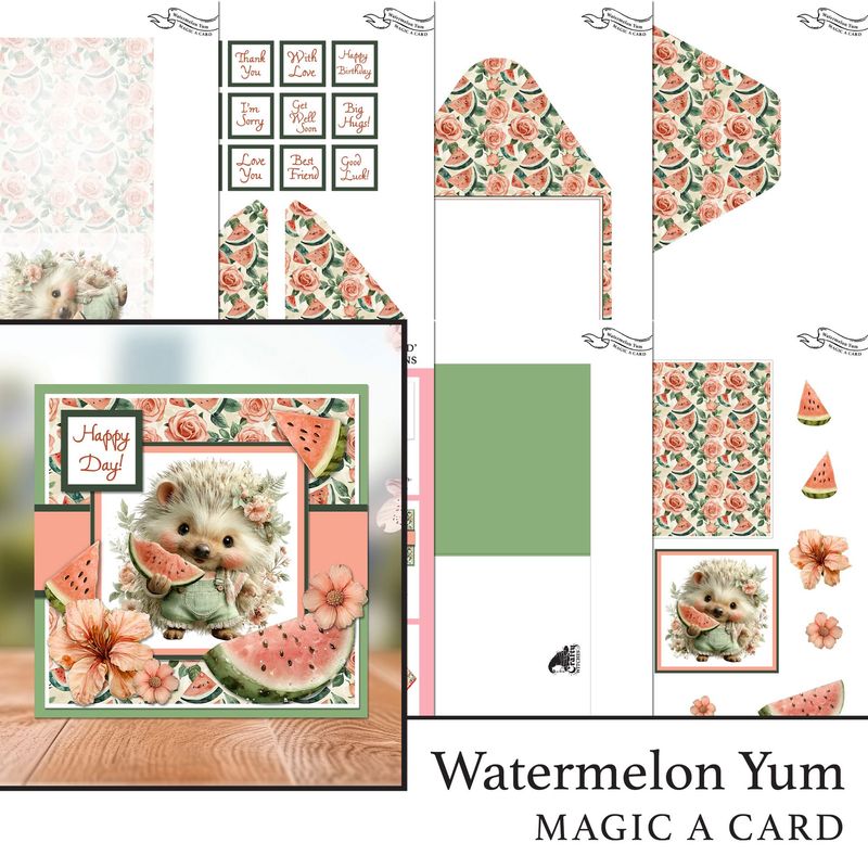 Watermelon Yum 'Magic A Card' Individual Digital Card Kit