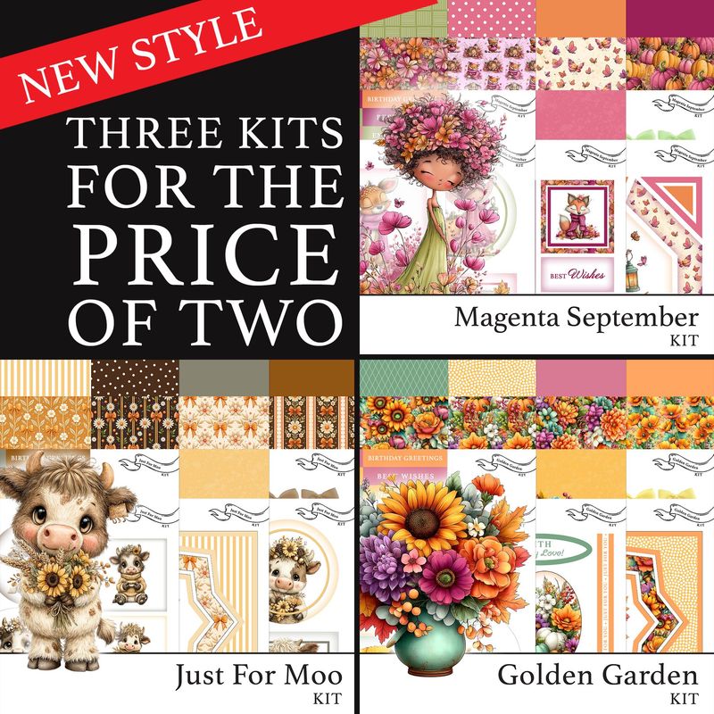 NEW STYLE 3 for 2 - Golden Garden Digital Kit, Just For Moo Digital Kit & Magenta September Digital Kit NEW STYLE 3 for 2 - Golden Garden Digital Kit, Just For Moo Digital Kit & Magenta September Digital Kit