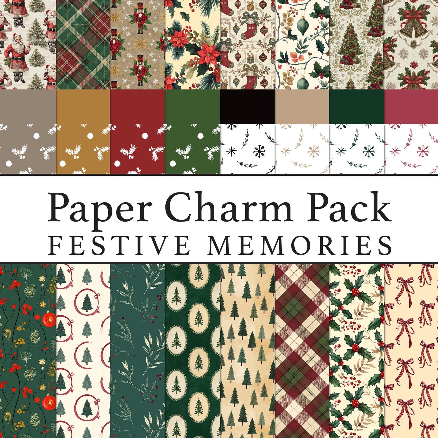 Paper Charm Pack Festive Memories Papers Digital Kit Paper Charm Pack Festive Memories Papers Digital Kit