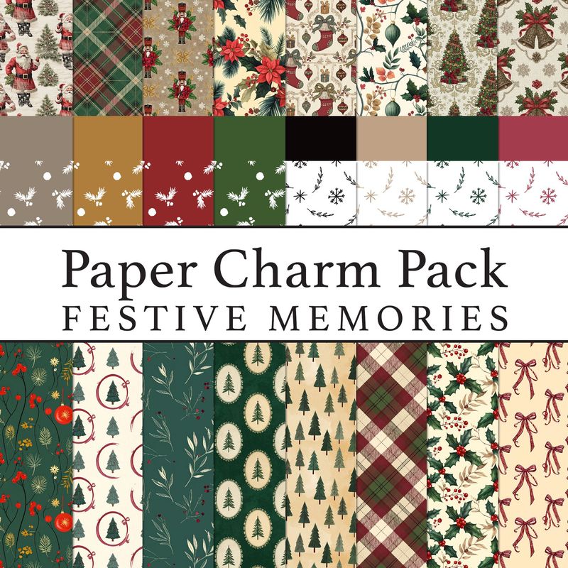 Paper Charm Pack Festive Memories Papers Digital Kit