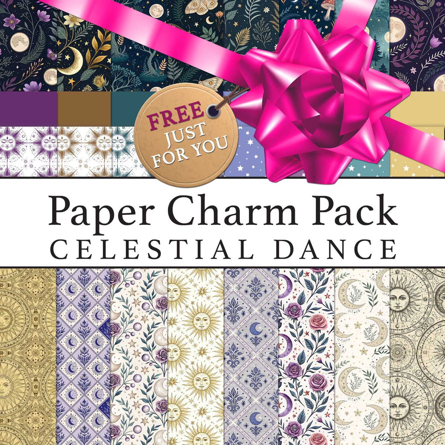 Paper Charm Pack Celestial Dance Papers Digital Kit Paper Charm Pack Celestial Dance Papers Digital Kit