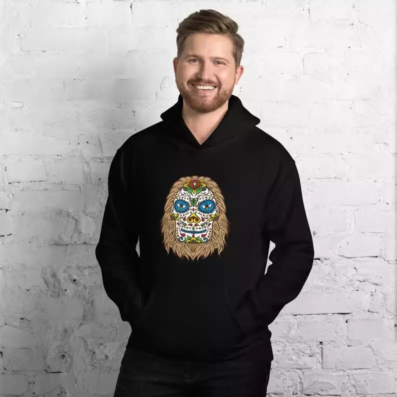 skull hoodie mens, Sasquatch Sugar Skull Hoodie