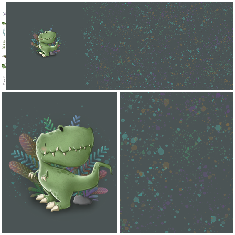 Panel Little T-Rex Grau Bio French Terry Überbreite EP Tillinchen