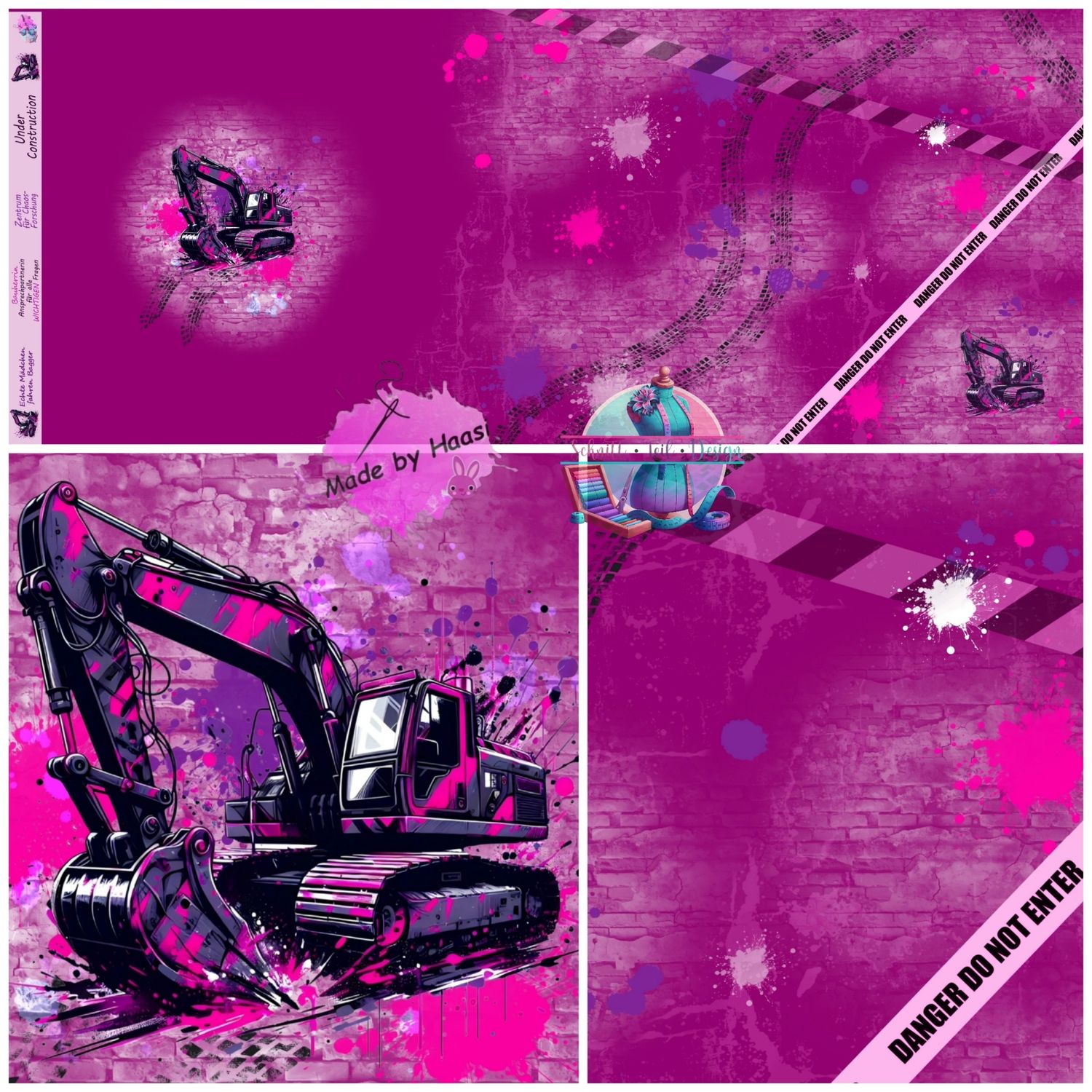  Panel "Bagger Pink" Bio French Terry Überbreite