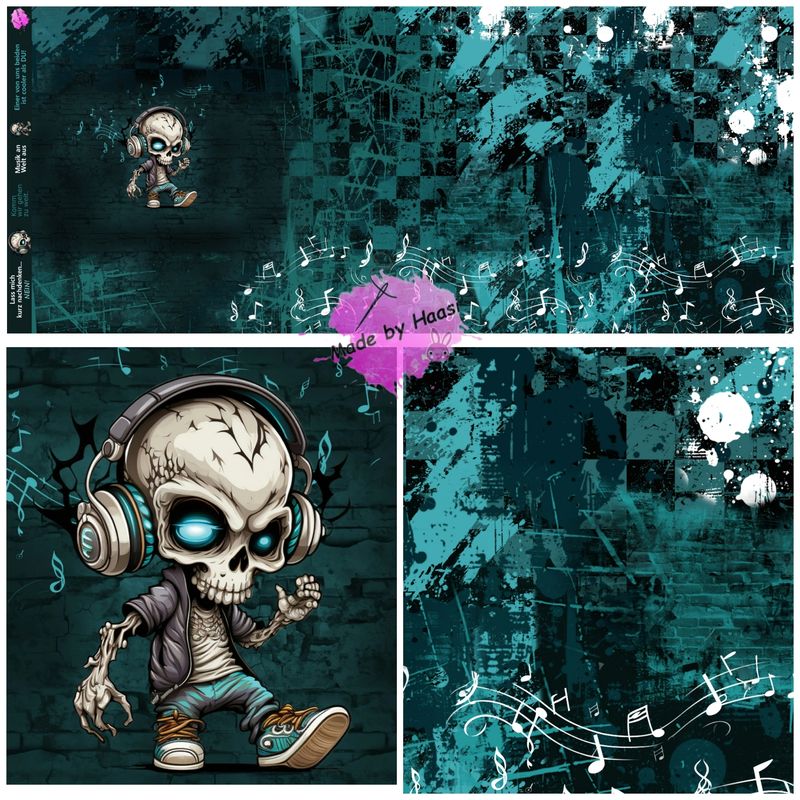 Panel Panel "Musik Skull" Bio Jersey Überbreite