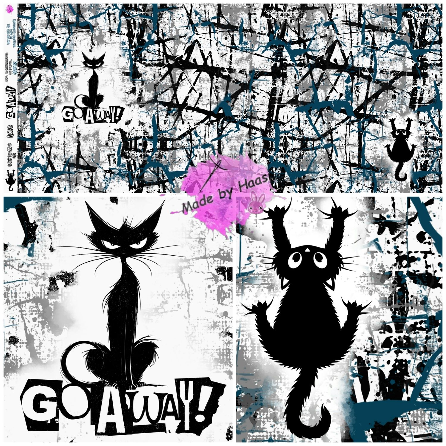 Panel "GoAwayKitty" Bio Jersey Überbreite