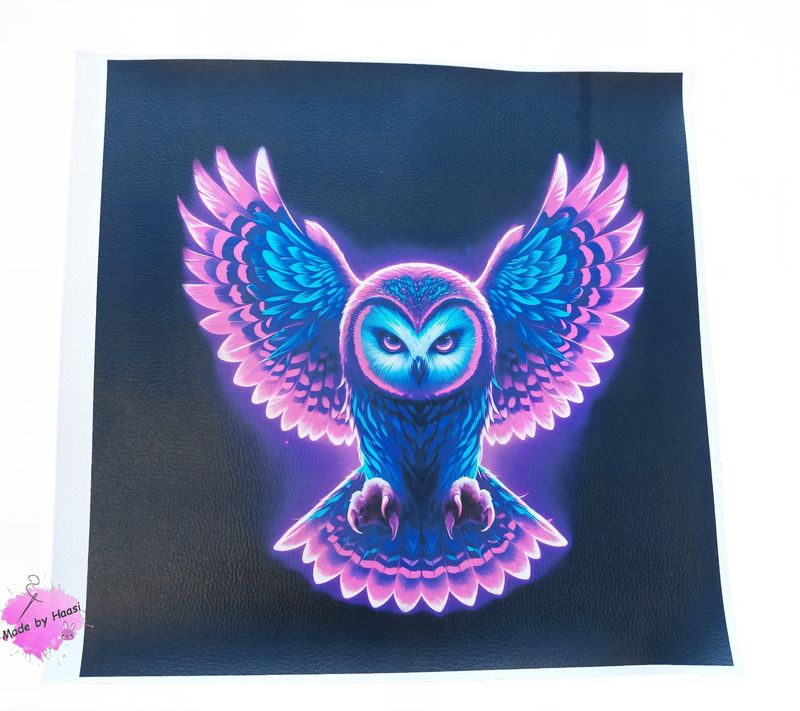 Kunstleder Panel Kunstleder Panel "Eule Lila pink" 40x40 cm