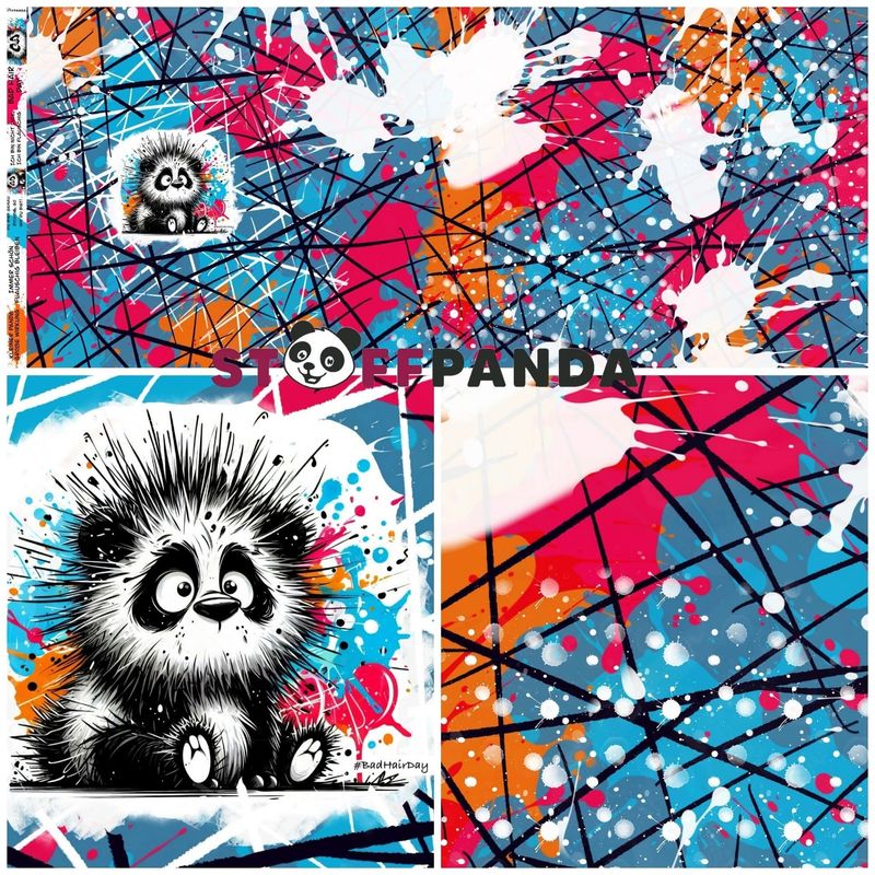 Vorbestellung Panel "Bad Hair Day blau" Bio Jersey Überbreite EP Stoffpanda 