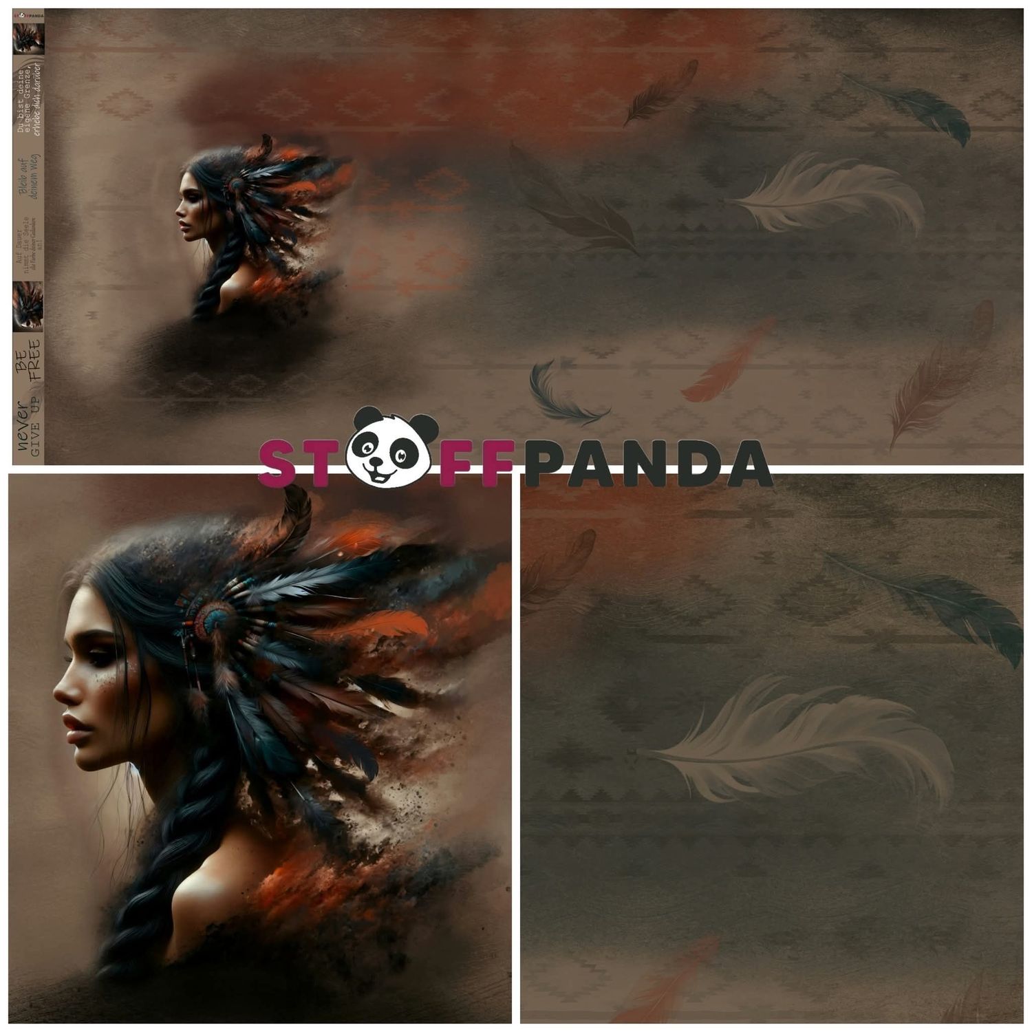 Panel "Indianerin" Bio Jersey Überbreite EP Stoffpanda