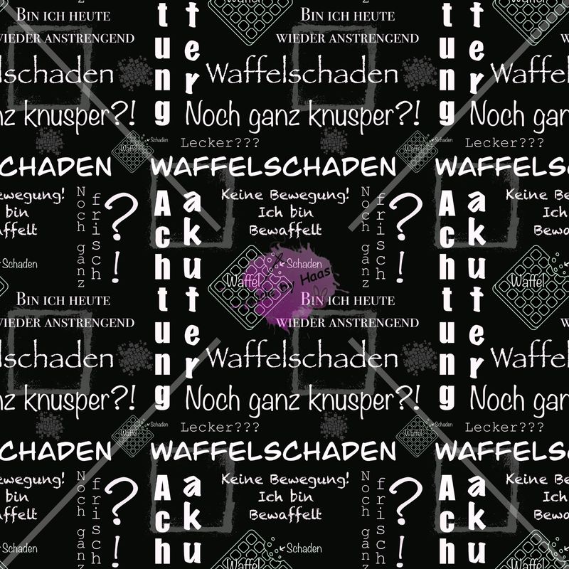 Vorbestellung AO "Waffelschaden schwarz weiß"  Bio FrenchTerry Überbreite 10 cm