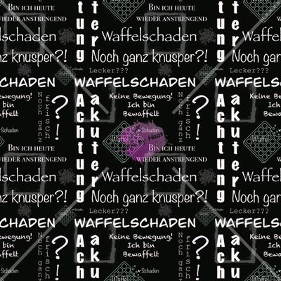 Meterware AO "Waffelschaden schwarz weiß"  Bio FrenchTerry Überbreite 10 cm