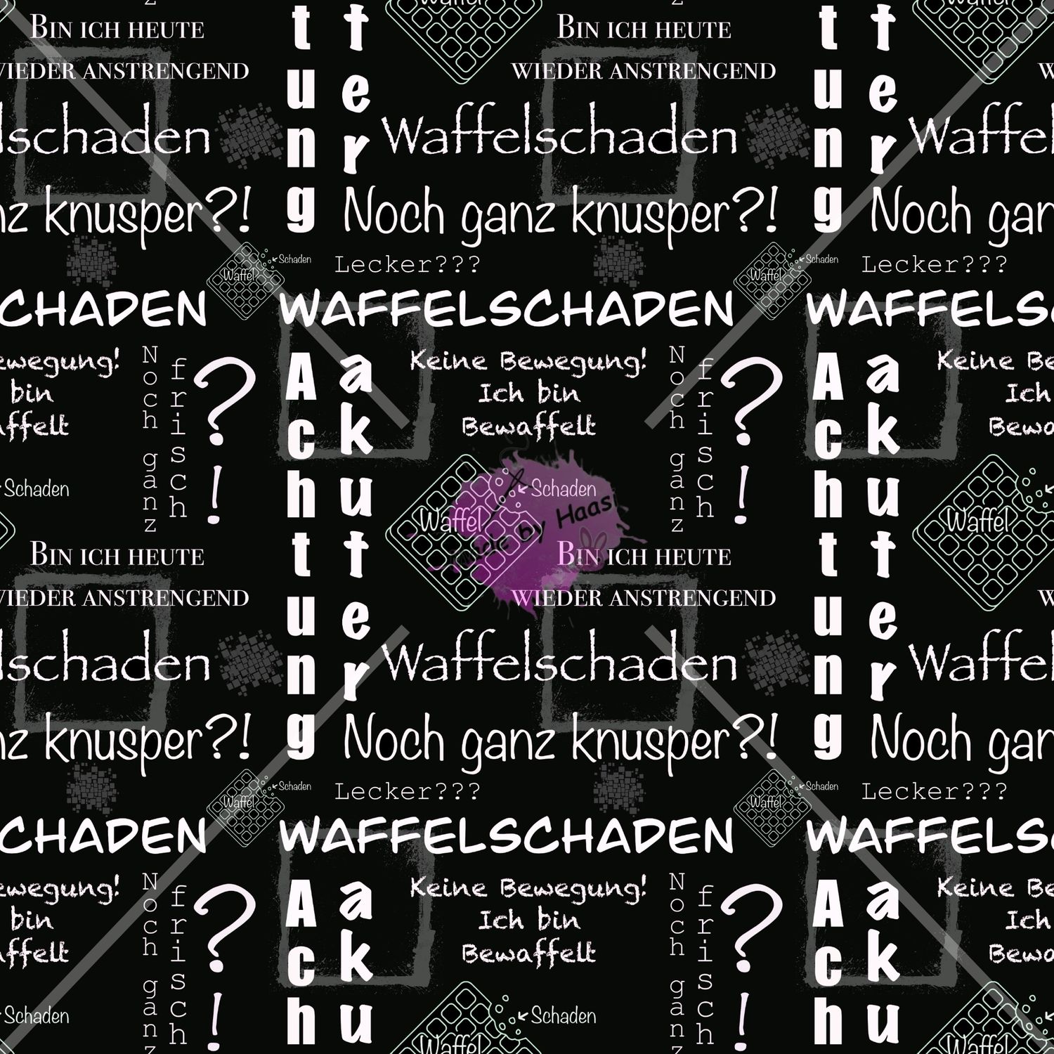 Meterware AO "Waffelschaden schwarz weiß"  Bio FrenchTerry Überbreite 10 cm