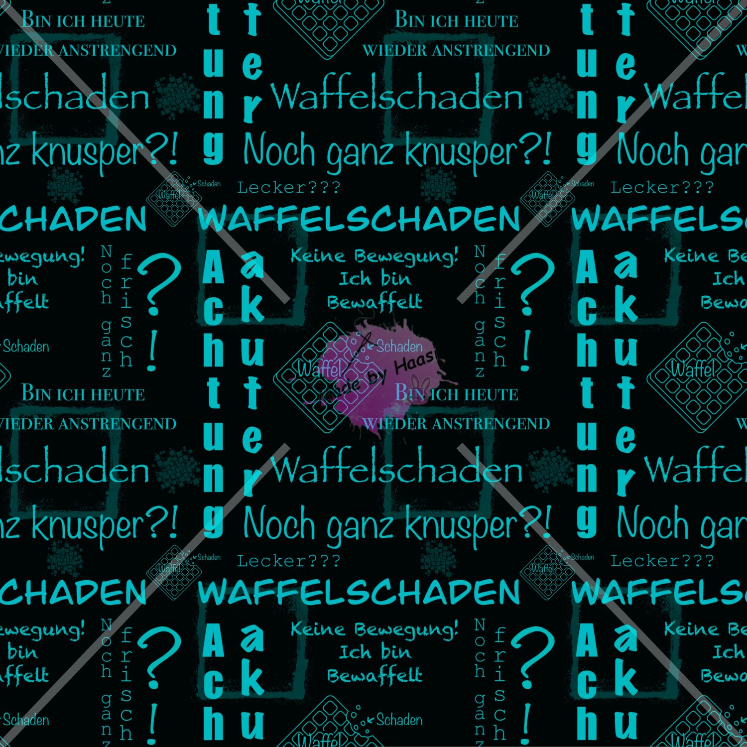 Meterware AO "Waffelschaden türkis" Bio FrenchTerry Überbreite 10 cm