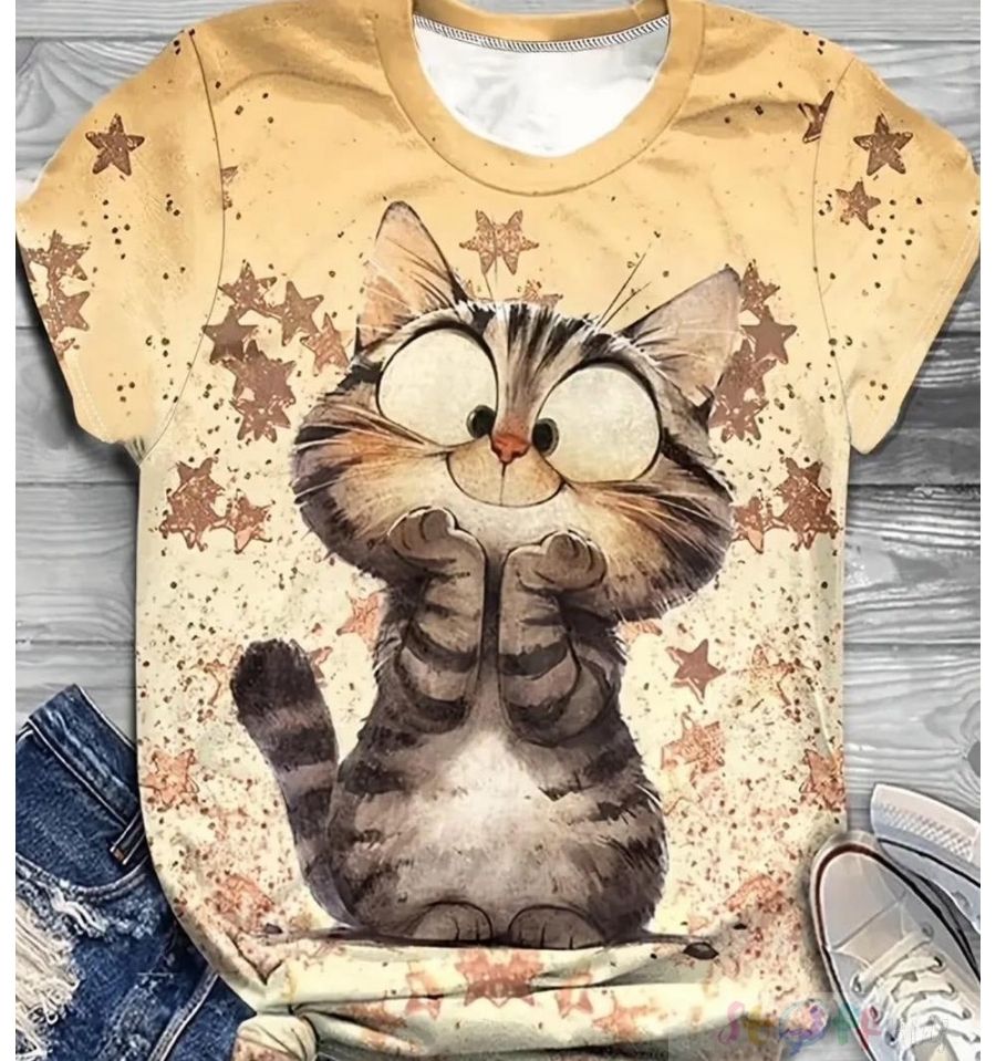 Panel "Katze Sterne" Jersey Überbreite EP Stoffkids