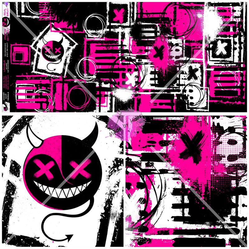 Panel "Devil Smiley Pink" Bio French Terry Überbreite
