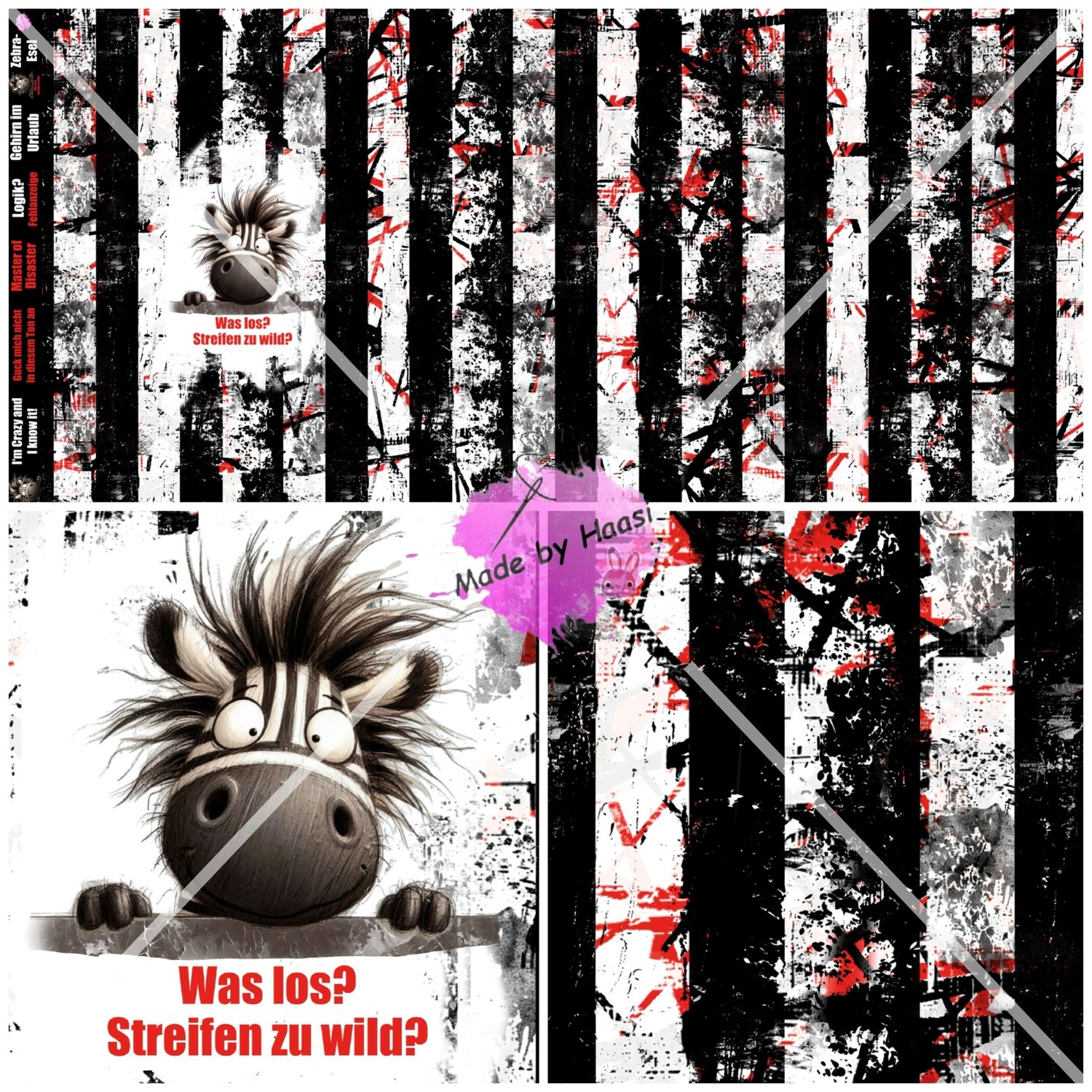 Vorbestellung Panel "ZebraEsel" Bio French Terry Überbreite