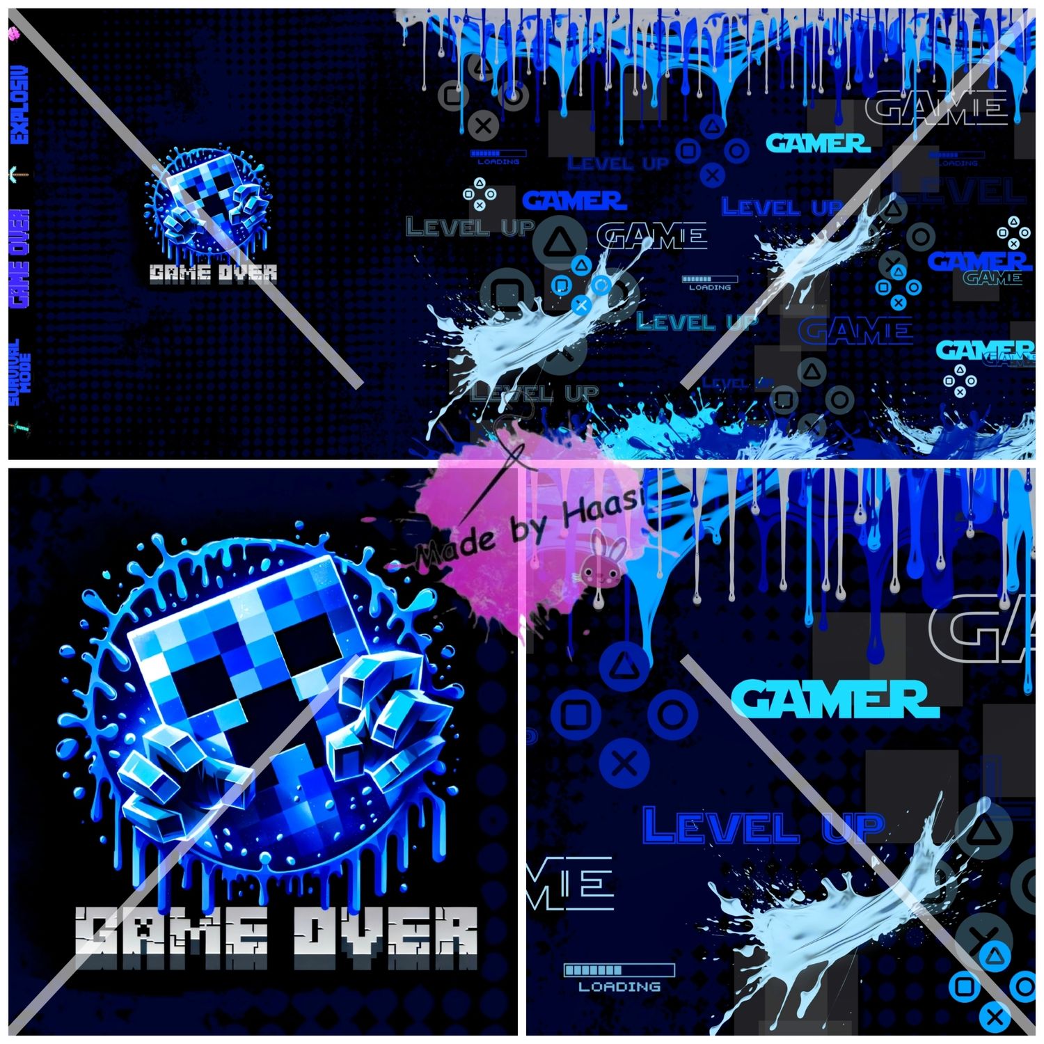 Panel "Next Level blau" Bio French Terry Überbreite