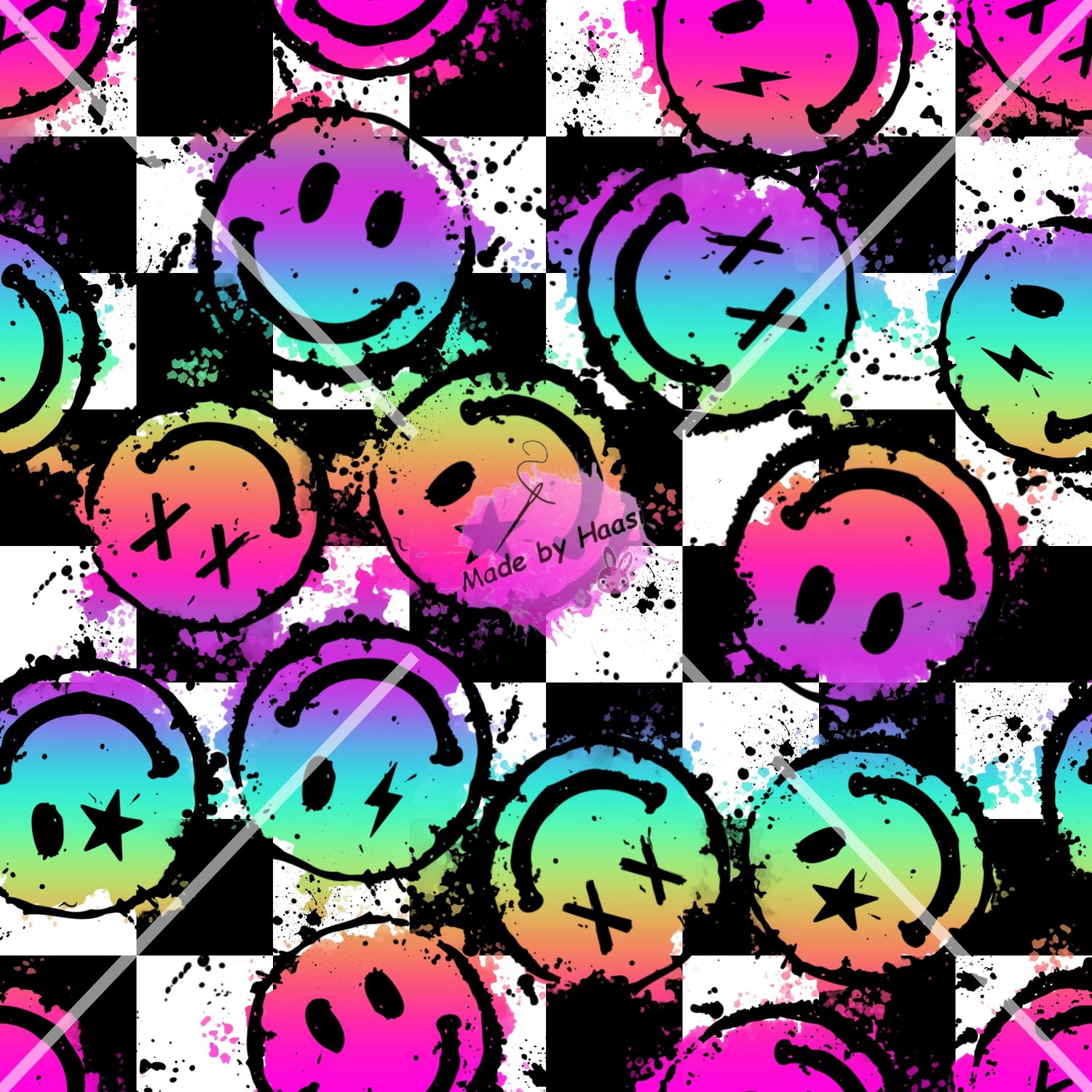 AO "Checker Smiley" Bio Jersey Überbreite 10 cm