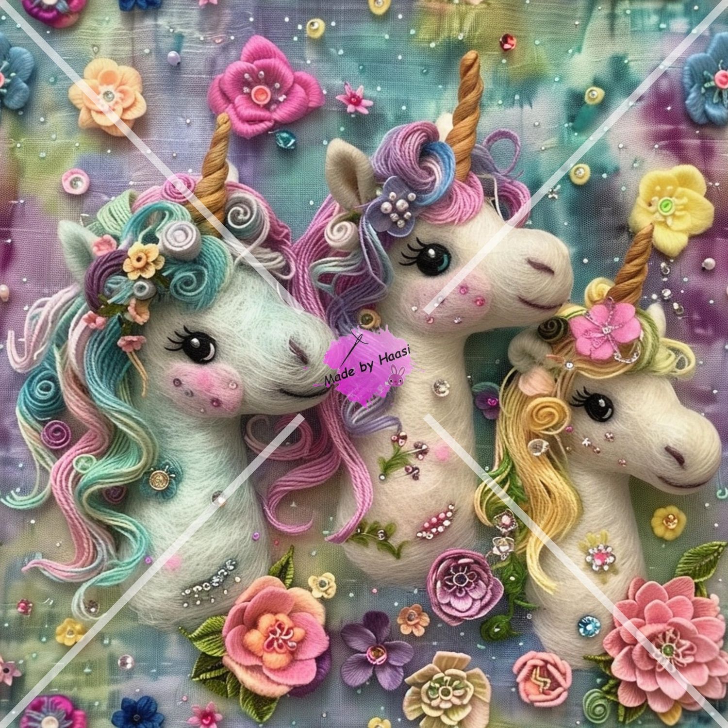 AO AO "Flowers Unicorn" Bio Jersey Überbreite 10 cm