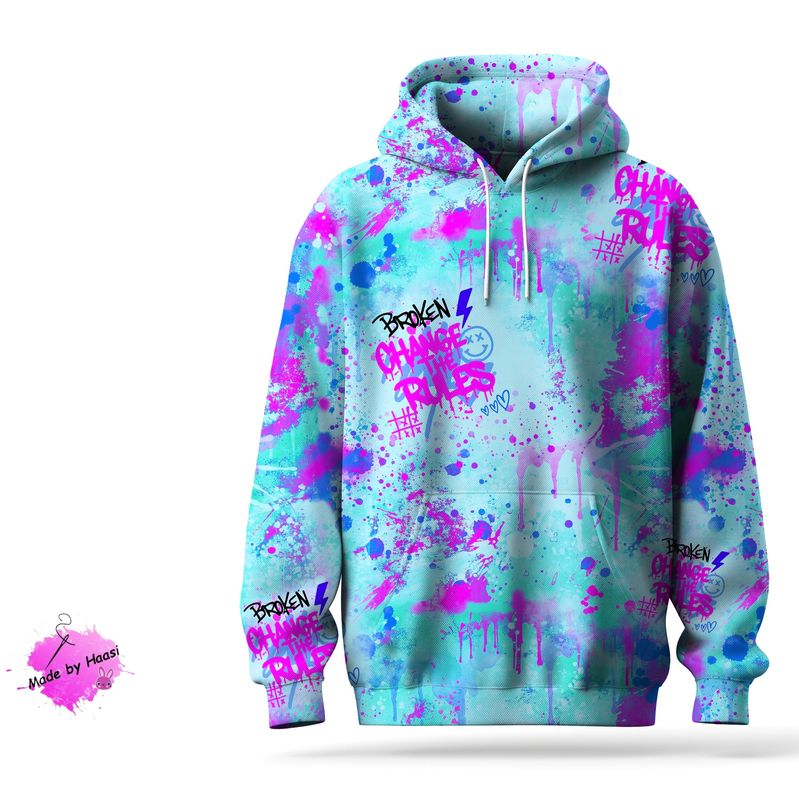 Vorbestellung AO Vorbestellung AO "Streetstyle türkis pink" Bio FrenchTerry Überbreite