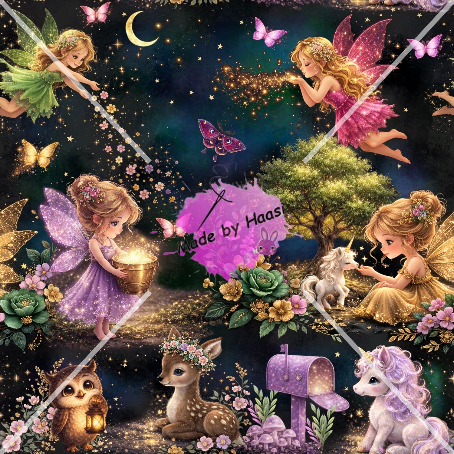 Vorbestellung AO "FairyForest" Bio Jersey Überbreite 10 cm