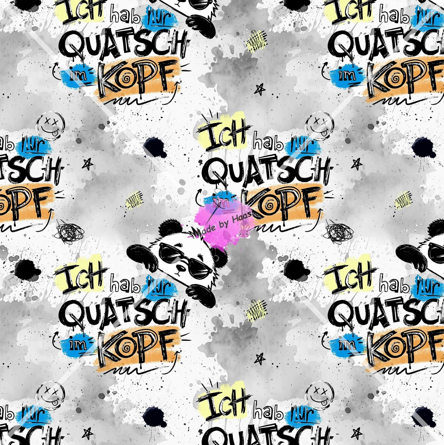 AO "Quatsch.Kopf.Panda" Single Jersey 10 cm 165 Breite 