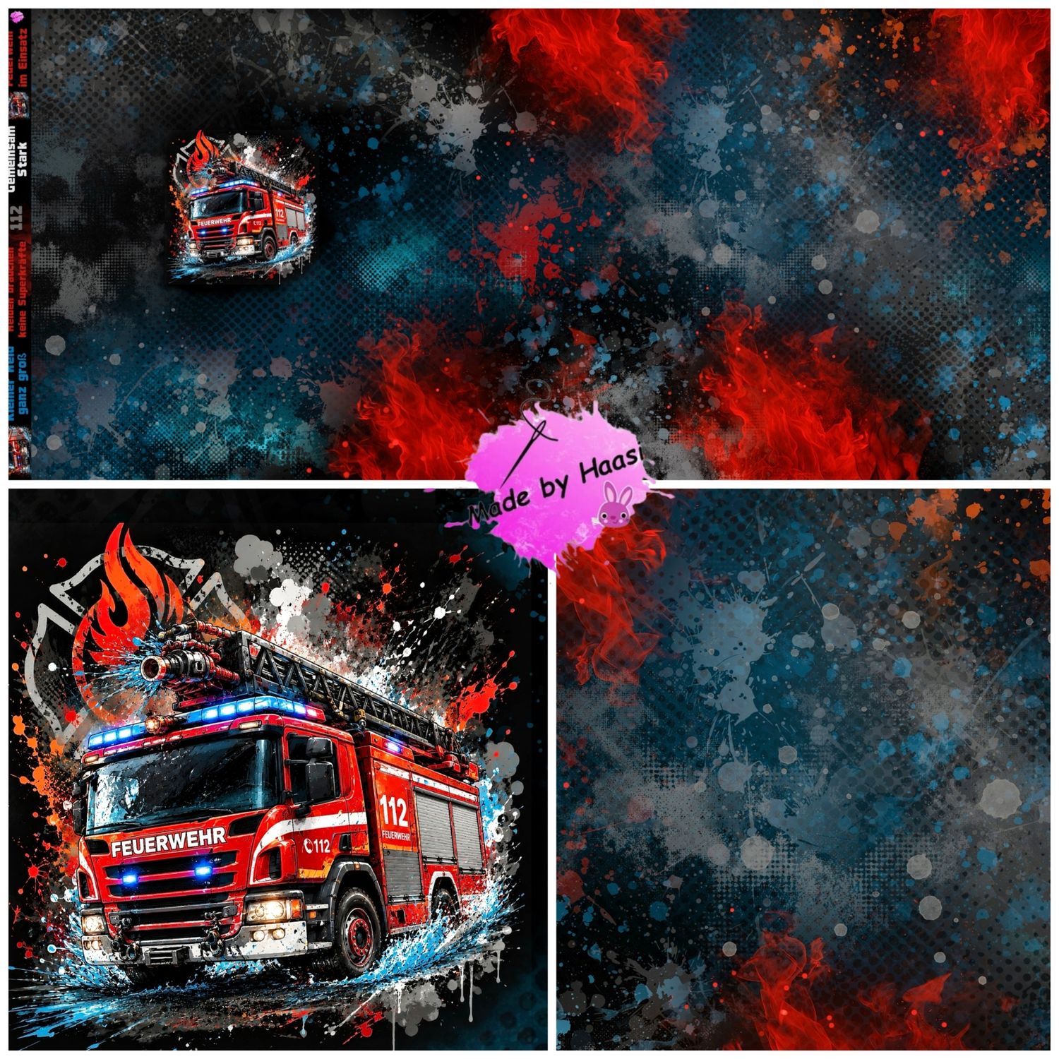 Vorbestellung Panel Vorbestellung Panel "Feuerwehr" Bio Jersey Überbreite